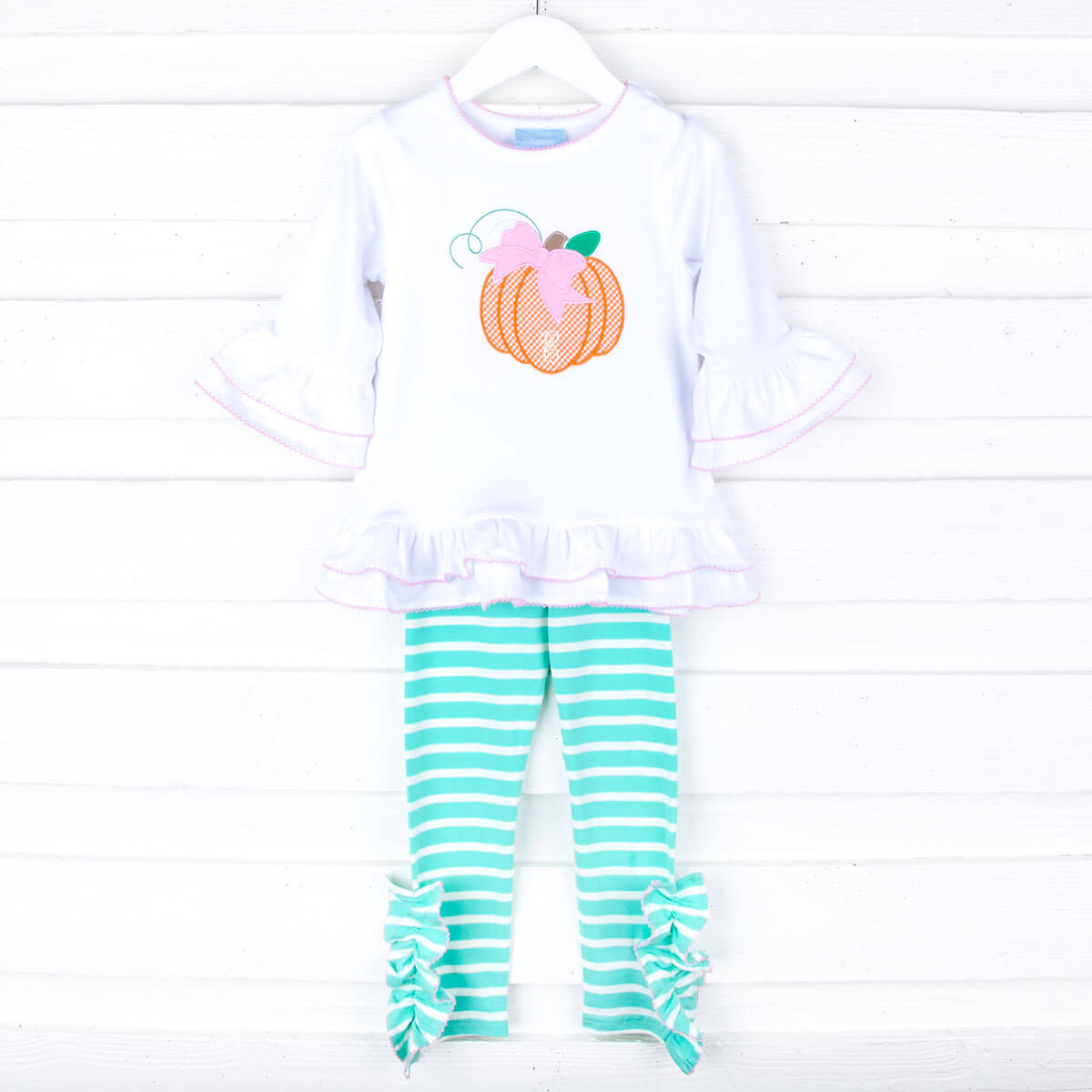Pumpkin Turquoise Stripe Milly Legging Set