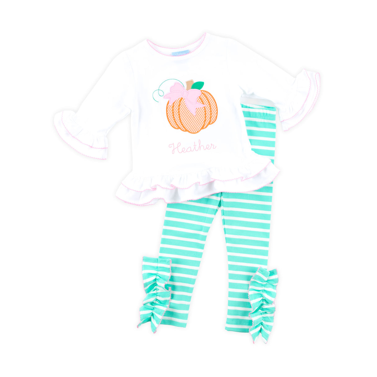 Pumpkin Turquoise Stripe Milly Legging Set