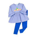 Pumpkin Cluster Royal Blue Stripe Sophia Legging Set