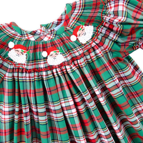 Merry & Bright Plaid Smocked Bishop Bubble