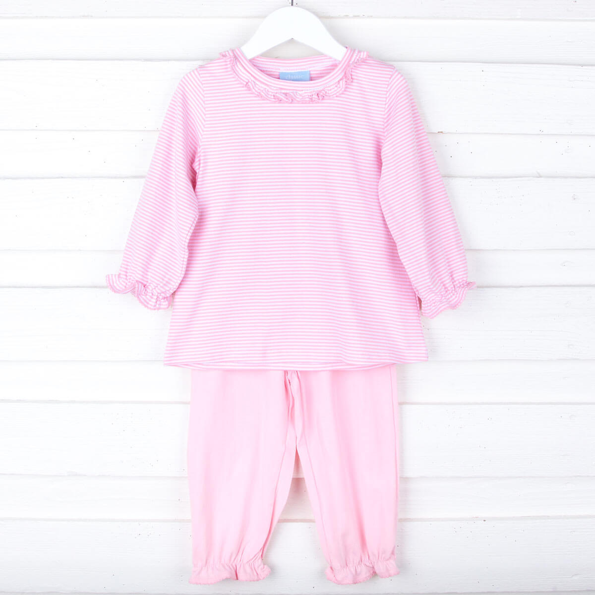 Pink Stripe Ruffle Pant Set