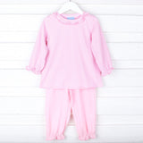 Pink Stripe Ruffle Pant Set