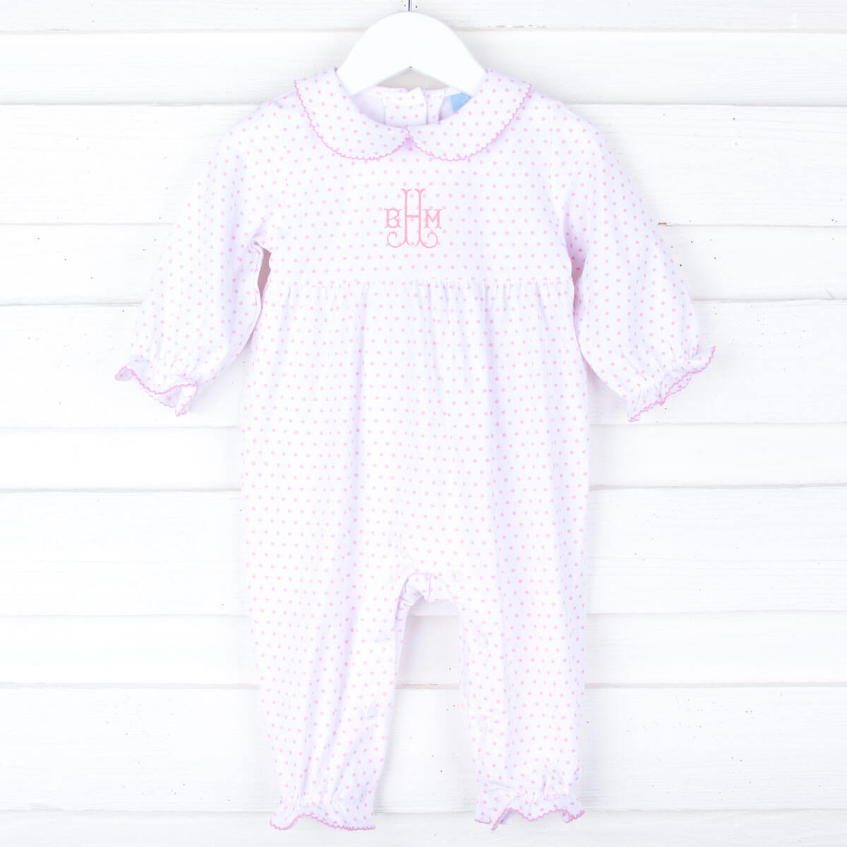 Pink Polka Dot Ruffle Romper