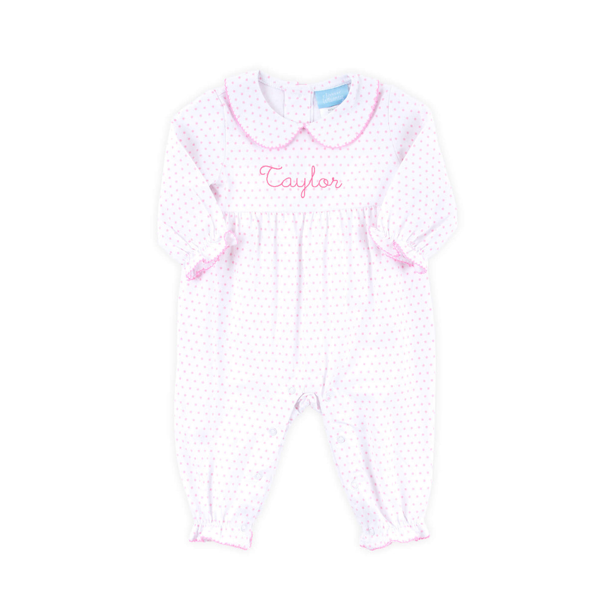 Pink Polka Dot Ruffle Romper