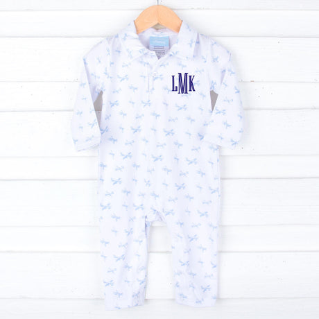 Airplane Print Polo Romper