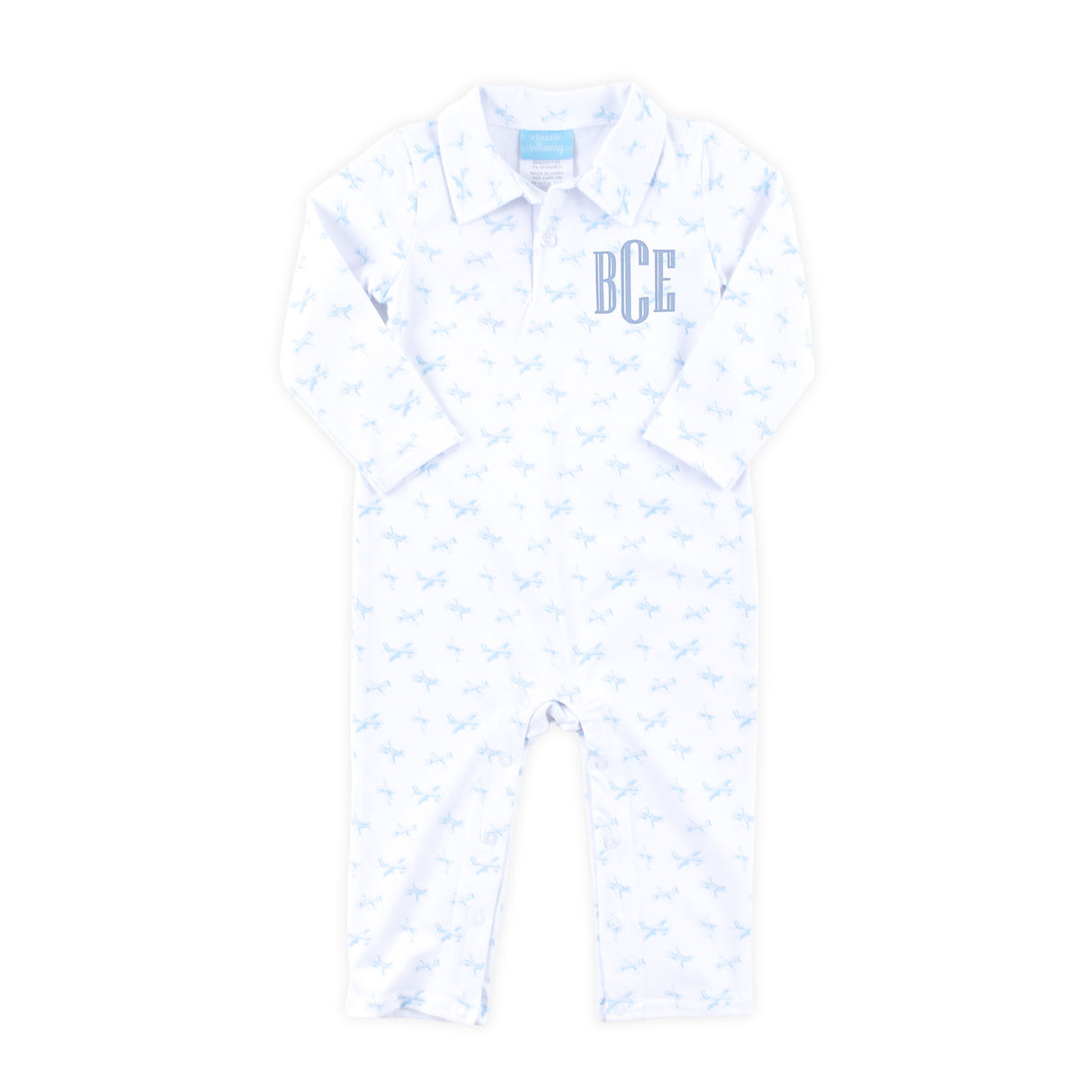 Airplane Print Polo Romper