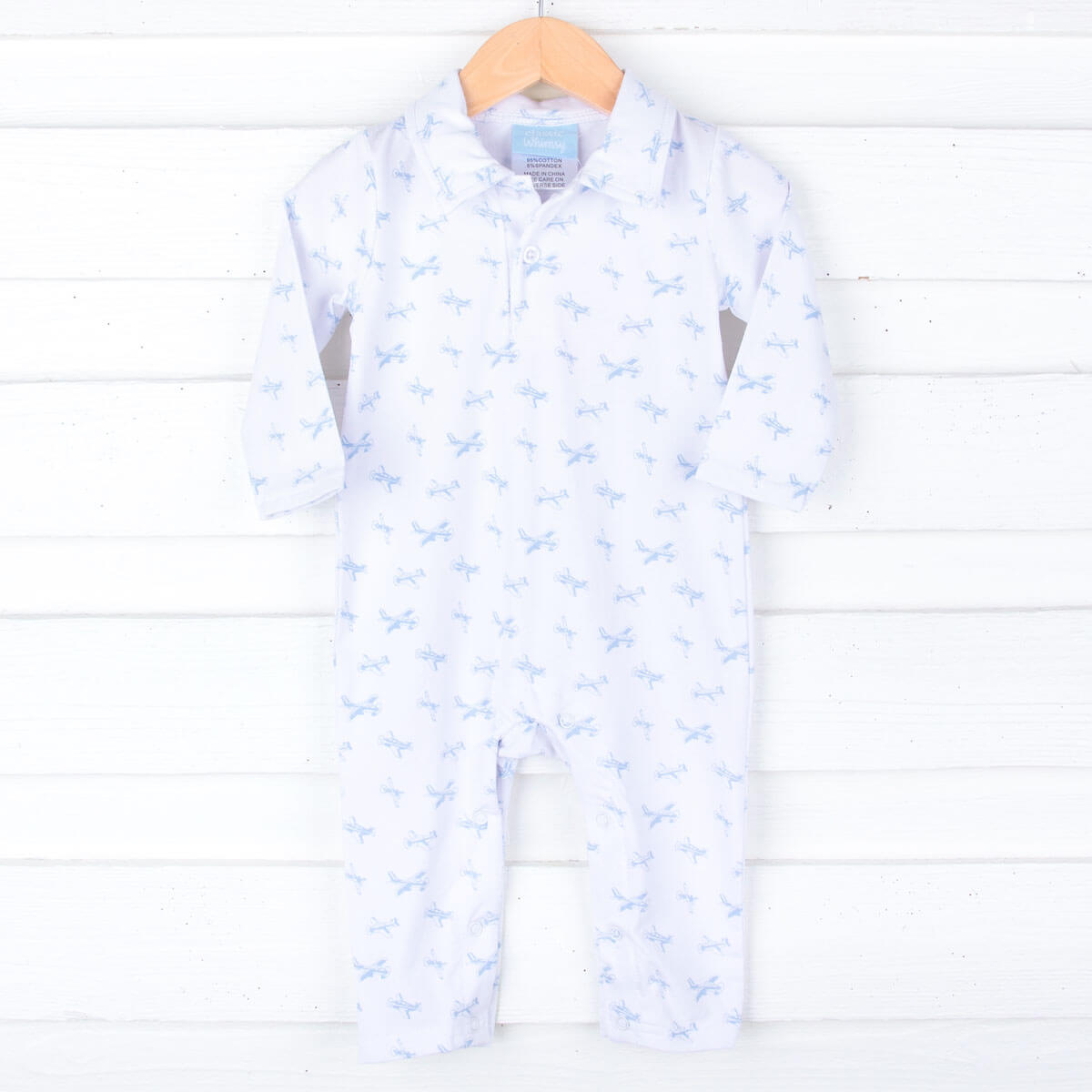 Airplane Print Polo Romper