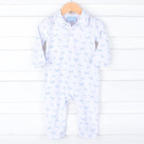 Airplane Print Polo Romper