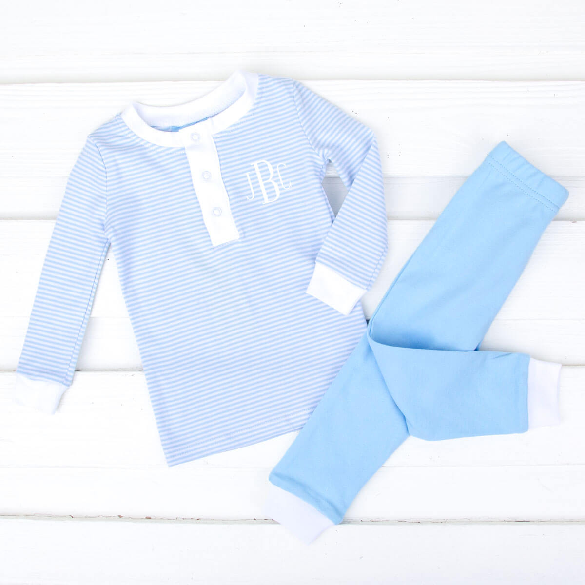 Light Blue Stripe Henley Pajamas