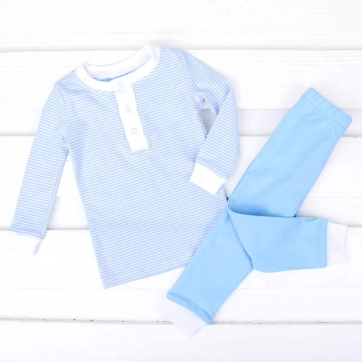 Light Blue Stripe Henley Pajamas