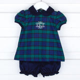 Hamilton Plaid Navy & Green Sally Bloomer Set