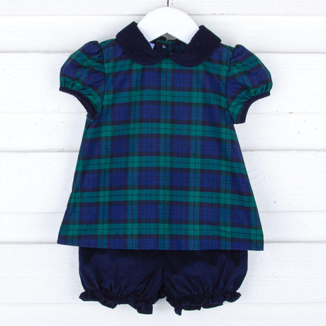 Hamilton Plaid Navy & Green Sally Bloomer Set