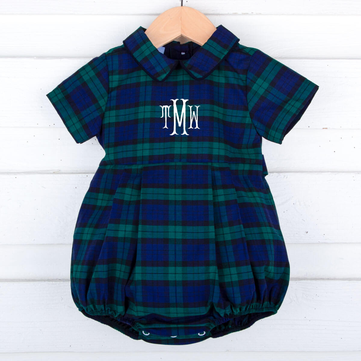 Hamilton Plaid Navy & Green Collared Bubble