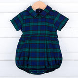 Hamilton Plaid Navy & Green Collared Bubble