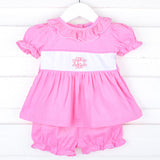 Pink Corduroy Ruffle Collared Bloomer Set