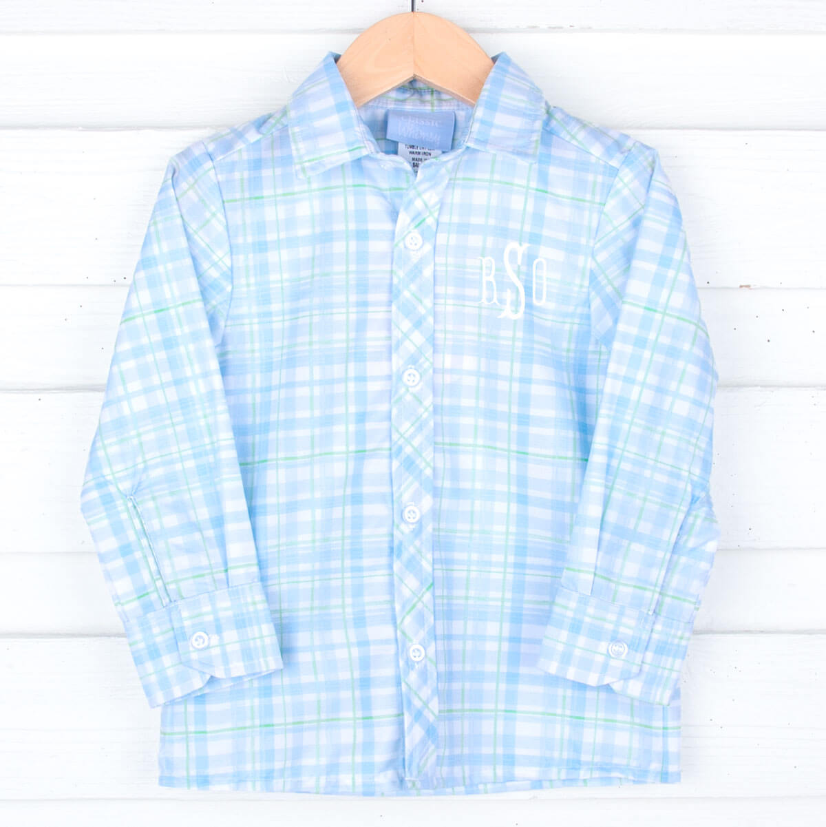 Blue & Green Plaid Button Down Shirt