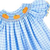 Little Pumpkin Blue Gingham Smocked Bishop Dress
