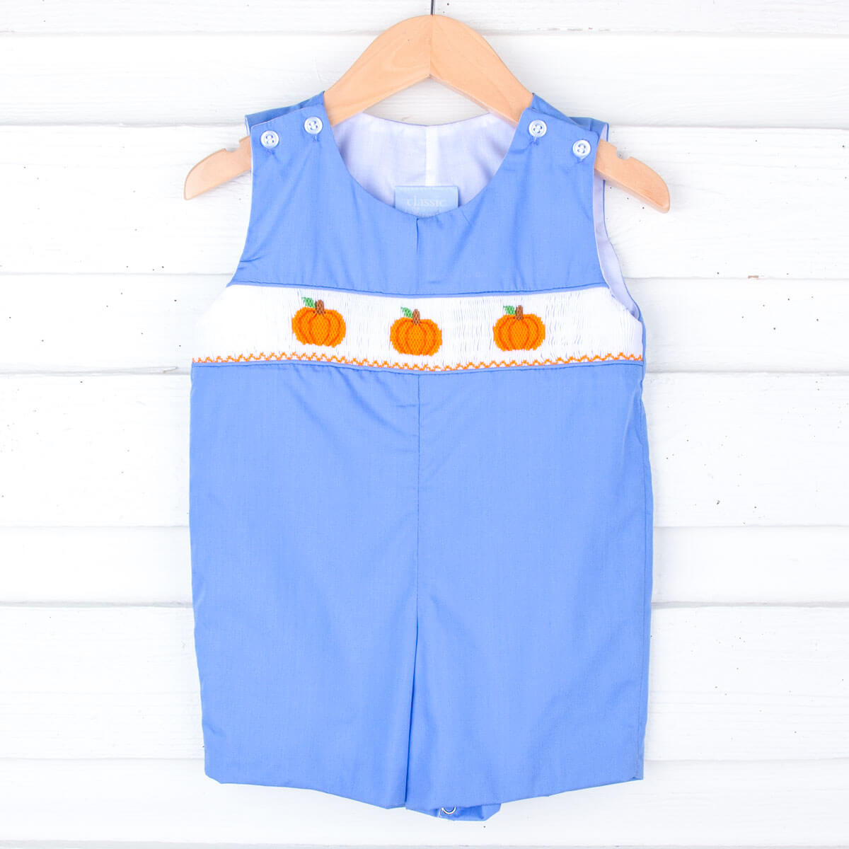 Little Pumpkin Blue Smocked Jon Jon