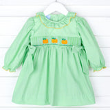 Perfect Pumpkin Green Gingham Smocked Beverly Dress