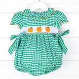Green Check Pumpkin Smocked Beverly Bubble