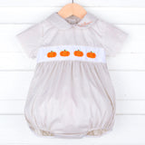 Pumpkin French Knot Tan Gingham Collared Bubble