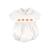 Pumpkin French Knot Tan Gingham Collared Bubble