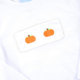 Pumpkin French Knot White Long Sleeve Shirt