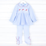 Happy Santa Light Blue Stripe Riley Legging Set