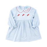 Happy Santa Light Blue Stripe Riley Dress