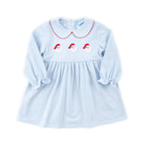 Happy Santa Light Blue Stripe Riley Dress