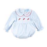 Happy Santa Light Blue Stripe Riley Bubble