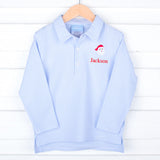 Happy Santa Light Blue Stripe Polo