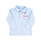 Happy Santa Light Blue Stripe Polo