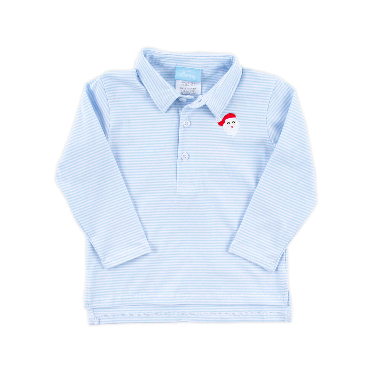Happy Santa Light Blue Stripe Polo