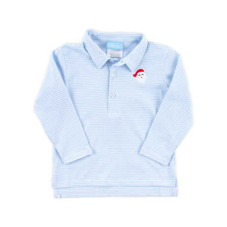 Happy Santa Light Blue Stripe Polo