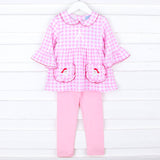 Happy Santa Pink Gingham Caroline Legging Set