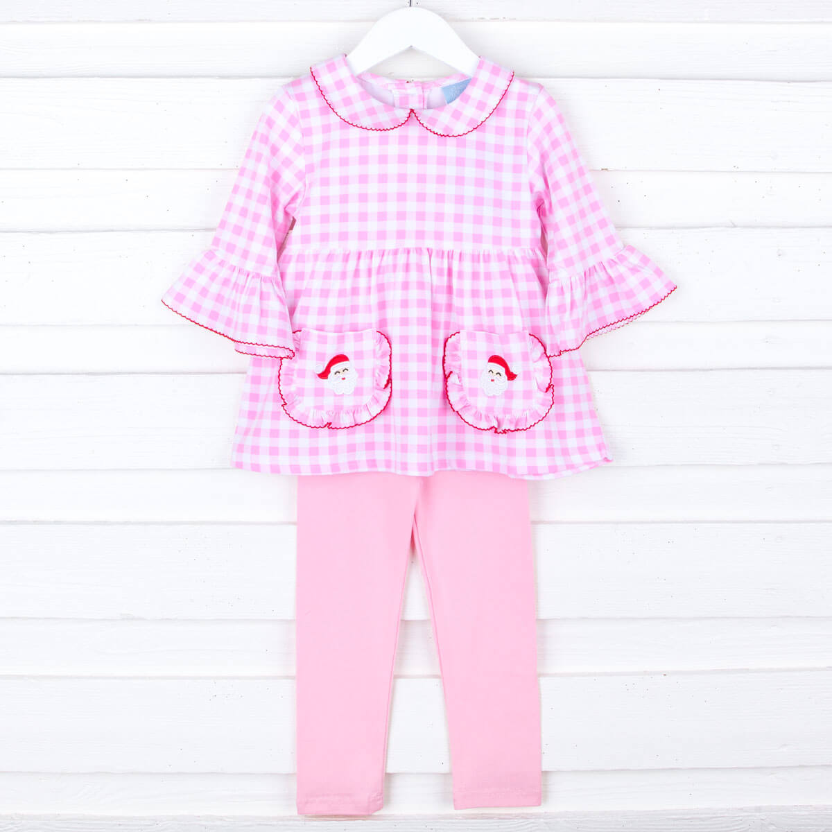 Happy Santa Pink Gingham Caroline Legging Set