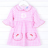 Happy Santa Pink Gingham Caroline Dress