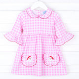 Happy Santa Pink Gingham Caroline Dress