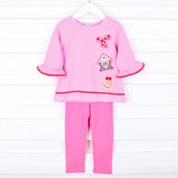 Gingerbread House Pink Stripe Milly Tunic Legging Set