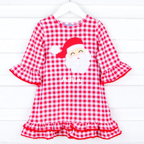 Happy Santa Red Gingham Milly Dress