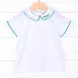 White Short Sleeve Undershirt With Color Trim