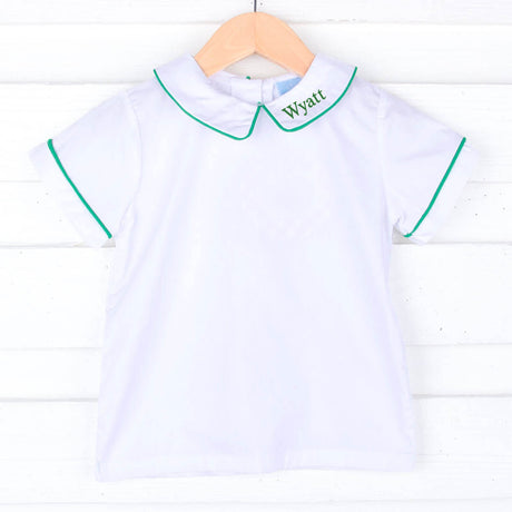 White Short Sleeve Undershirt With Color Trim