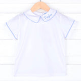 White Short Sleeve Undershirt With Color Trim