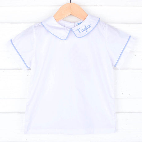 White Short Sleeve Undershirt With Color Trim