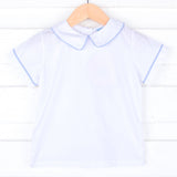 White Short Sleeve Undershirt With Color Trim