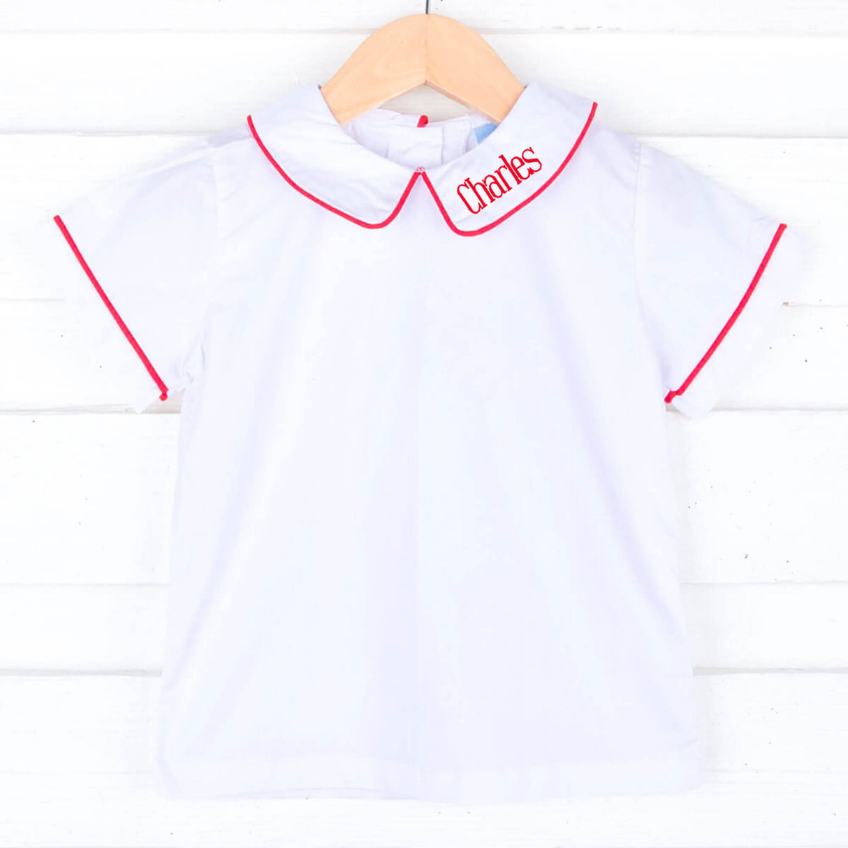 White Short Sleeve Undershirt With Color Trim