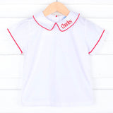 White Short Sleeve Undershirt With Color Trim