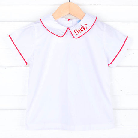 White Short Sleeve Undershirt With Color Trim