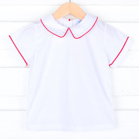 White Short Sleeve Undershirt With Color Trim